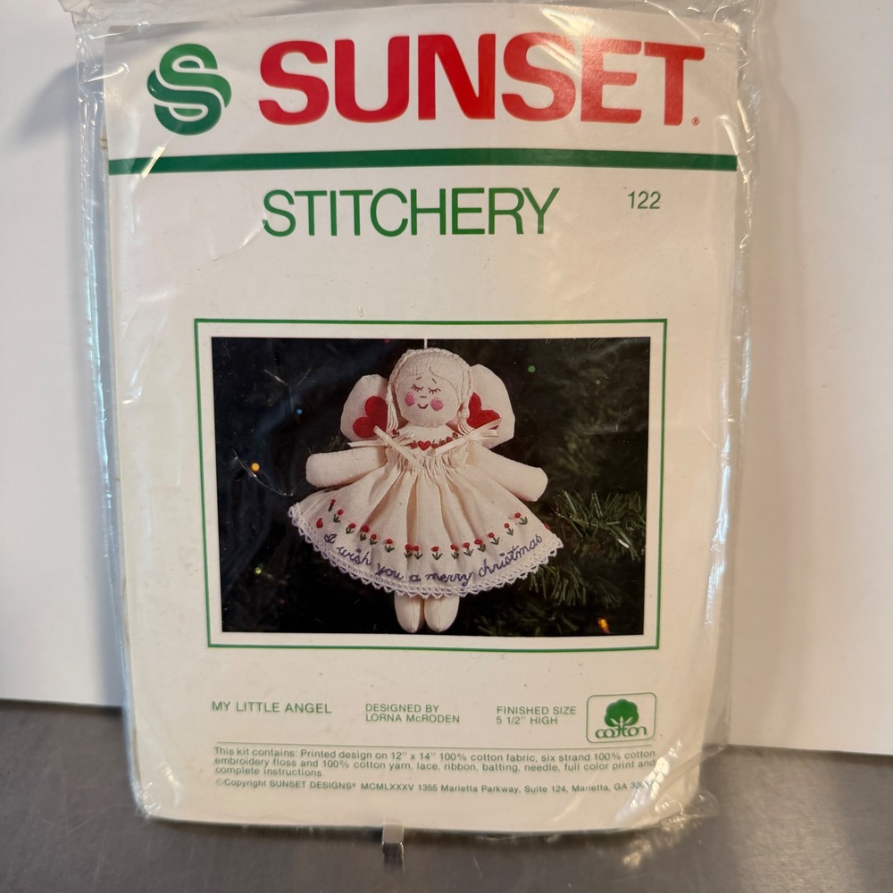 Sunset Stitchery My Little Angel‎ Ornament Embroidery Kit Vintage 1985 New